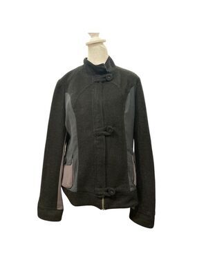 BOO RADLEY M black/gray toggle/zip pockets wool blend mandarin collar jacket